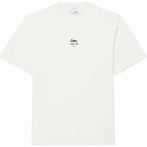 Men's Lacoste Signature Small Crocodile Print Cotton T-Shirt White - Size: 40