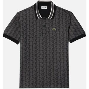 Men's Lacoste Men's Black Monogram Jacquard Short Sleeved Polo Shirt - Size: 42