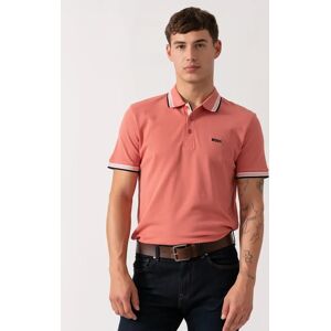 Hugo Boss Men's BOSS Green Paddy Mens Cotton-Piqué Polo Shirt with Contrast Logo - Medium Pink 667 - Orange - Size: 42