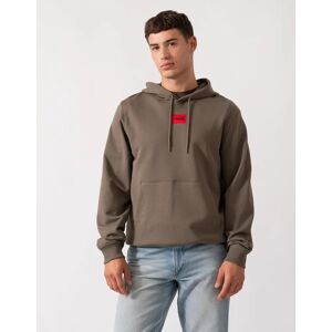 Hugo Boss Men's HUGO Daratschi214 Label Logo Mens Hoodie - Medium Grey 032 - Tan - Size: 38