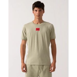 Hugo Boss Men's HUGO Diragolino212 Label Logo Mens T-Shirt - Open Green 391 - Tan - Size: 38