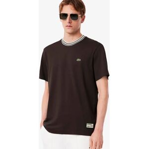 Men's Lacoste French Made Stripe Neck T-Shirt - Brown - Size: 42