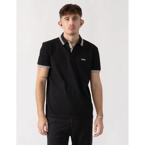 Hugo Boss Men's BOSS Green Paddy Mens Cotton-Piqué Polo Shirt with Contrast Logo - Grey 020 - Black - Size: 38