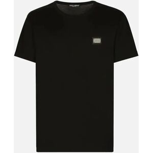 Men's Dolce & Gabbana Silver Plaque Logo T-Shirt Black - Size: 40