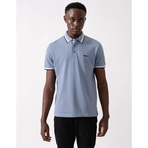 Hugo Boss Men's BOSS Green Paddy Mens Cotton-Piqué Polo Shirt with Contrast Logo - Open Blue 490 - Size: 38