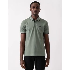 Hugo Boss Men's BOSS Green Paul Mens Short Sleeve Polo Shirt With Contrast Tipping - Open Green 358 - Tan - Size: 42