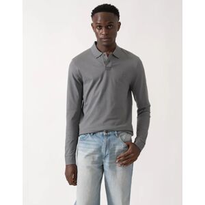 Hugo Boss Men's BOSS Orange Passerby Mens Long Sleeve Stretch-Cotton Polo Shirt with Logo Patch - Open Grey 062 - Size: 38