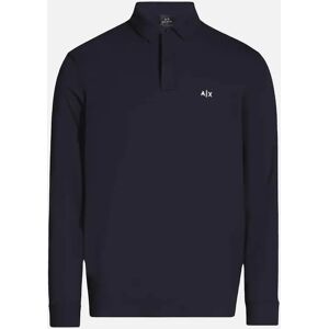Armani Exchange Men's Embroidered Logo Pique Long Sleeve Navy Polo-Shirt - Black - Size: 42