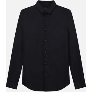 Armani Exchange Men's Embroidered Logo Button Up Black Shirt - Size: Regular/36