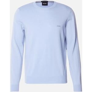 Hugo Boss Men's Botto Embroidered Logo Crew Neck Sky Blue Knitted Jumper - Size: 42