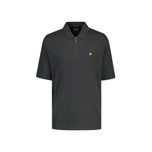 Lyle and Scott Men's Lyle & Scott Textured Stripe Gunmetal Grey Polo Shirt - Black - Size: 44 Lyle and Scott Men's Lyle & Scott Textured Stripe Gunmetal Grey Polo Shirt - Black - Size: 44