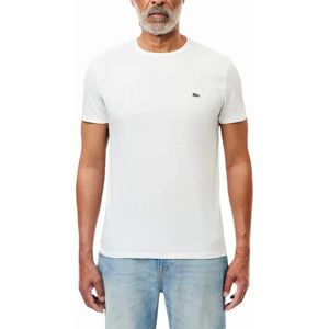 Men's Lacoste TH6709 Mens T Shirts Short Sleeve Crew Neck Soft Pima Cotton Summer Tee - White - Size: 42 Men's Lacoste TH6709 Mens T Shirts Short Sleeve Crew Neck Soft Pima Cotton Summer Tee - White - Size: 42