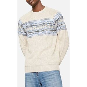 Men's BRAVE SOUL Mens Pullover Jumper Long Sleeve Crew Neck Sweater Plain Casual Top - Cream/Brown - Size: 36 Men's BRAVE SOUL Mens Pullover Jumper Long Sleeve Crew Neck Sweater Plain Casual Top - Cream/Brown - Size: 36