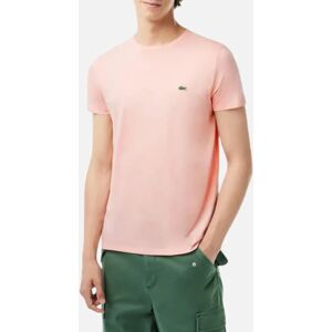 Men's Lacoste TH6709 Mens T Shirts Short Sleeve Crew Neck Soft Pima Cotton Summer Tee - Pink - Size: 40 Men's Lacoste TH6709 Mens T Shirts Short Sleeve Crew Neck Soft Pima Cotton Summer Tee - Pink - Size: 40