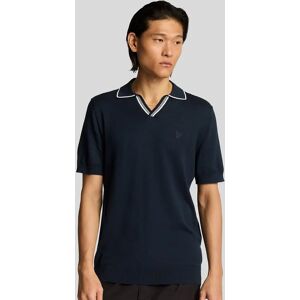 Lyle And Scott Men's Tipped Knitted Open Collar Polo Shirt - Navy - Size: 36 Lyle And Scott Men's Tipped Knitted Open Collar Polo Shirt - Navy - Size: 36