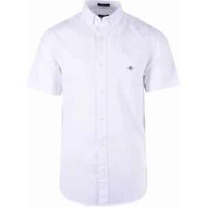 Men's Gant Reg Cotton Linen Short Sleeve Shirt White - Size: 44 Men's Gant Reg Cotton Linen Short Sleeve Shirt White - Size: 44