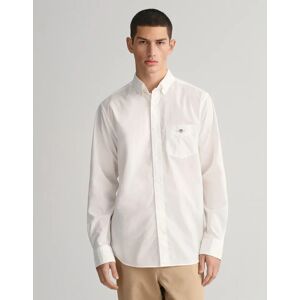 Men's GANT Mens Regular Fit Long Sleeve Poplin Shirt - 110 White - Size: 48/Regular Men's GANT Mens Regular Fit Long Sleeve Poplin Shirt - 110 White - Size: 48/Regular