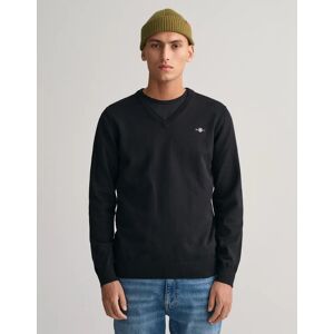 Men's GANT Mens Classic Cotton V-Neck Jumper - 5 Black - Size: 44 Men's GANT Mens Classic Cotton V-Neck Jumper - 5 Black - Size: 44