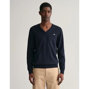 Men's GANT Mens Classic Cotton V-Neck Jumper - 433 Evening Blue - Navy - Size: 48 Men's GANT Mens Classic Cotton V-Neck Jumper - 433 Evening Blue - Navy - Size: 48