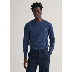 Men's GANT Mens Classic Cotton Crew Neck Jumper - 902 Dark Jeansblue Melange - Navy - Size: 38 Men's GANT Mens Classic Cotton Crew Neck Jumper - 902 Dark Jeansblue Melange - Navy - Size: 38