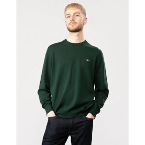 Men's GANT Mens Classic Cotton Crew Neck Jumper - 374 Tartan Green - Size: 38 Men's GANT Mens Classic Cotton Crew Neck Jumper - 374 Tartan Green - Size: 38