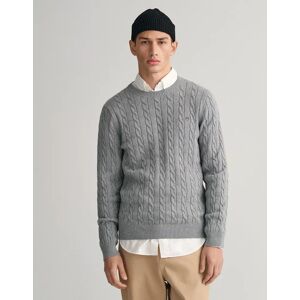 Men's GANT Mens Cotton Cable Knit Crew Neck Jumper - 93 Grey Melange - Size: XXXL Men's GANT Mens Cotton Cable Knit Crew Neck Jumper - 93 Grey Melange - Size: XXXL