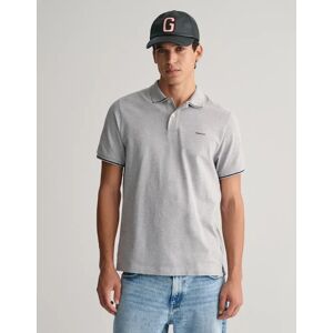 Men's GANT Mens Short Sleeve Tipping Pique Polo - 93 Grey Melange - Size: 38 Men's GANT Mens Short Sleeve Tipping Pique Polo - 93 Grey Melange - Size: 38