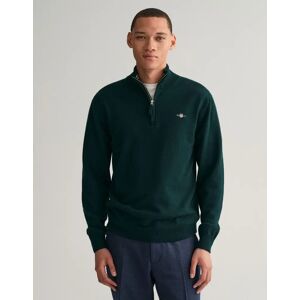 Men's GANT Mens Superfine Lambswool Half Zip Cardigan - 374 Tartan Green - Size: L Men's GANT Mens Superfine Lambswool Half Zip Cardigan - 374 Tartan Green - Size: L