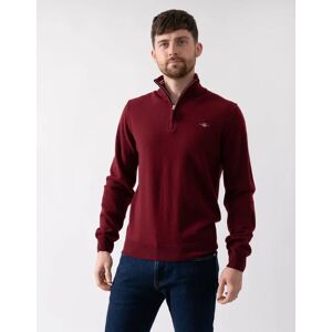 Men's GANT Mens Superfine Lambswool Half Zip Cardigan - 604 Plumped Red - Size: M Men's GANT Mens Superfine Lambswool Half Zip Cardigan - 604 Plumped Red - Size: M