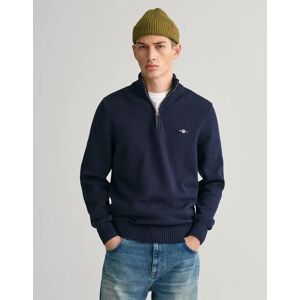 Men's GANT Mens Casual Cotton Half Zip Jumper - 433 Evening Blue - Navy - Size: 48 Men's GANT Mens Casual Cotton Half Zip Jumper - 433 Evening Blue - Navy - Size: 48