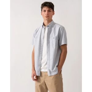 Men's GANT Mens Regular Fit Classic Oxford Stripe Short Sleeve Shirt - 423 Persian Blue - White - Size: 42/Regular Men's GANT Mens Regular Fit Classic Oxford Stripe Short Sleeve Shirt - 423 Persian Blue - White - Size: 42/Regular