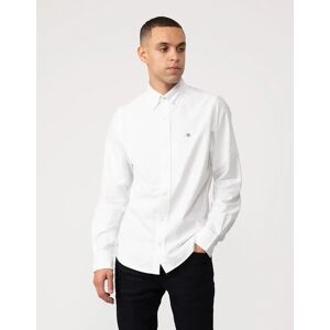 Men's GANT Mens Slim Fit Long Sleeve Oxford Shirt - 110 White - Size: 40/Regular Men's GANT Mens Slim Fit Long Sleeve Oxford Shirt - 110 White - Size: 40/Regular