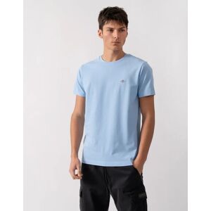 Men's GANT Mens Slim Pique Short Sleeve T-Shirt - 468 Capri Blue - Size: 42 Men's GANT Mens Slim Pique Short Sleeve T-Shirt - 468 Capri Blue - Size: 42