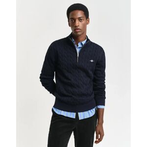 Men's GANT Mens Cotton Cable Half Zip Jumper - 433 Evening Blue - Navy - Size: XXL Men's GANT Mens Cotton Cable Half Zip Jumper - 433 Evening Blue - Navy - Size: XXL