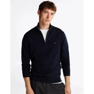 Men's Tommy Hilfiger Organic Cotton Cashmere Mens Zip-Mock Sweater - Desert Sky - Blue/Black - Size: 38 Men's Tommy Hilfiger Organic Cotton Cashmere Mens Zip-Mock Sweater - Desert Sky - Blue/Black - Size: 38