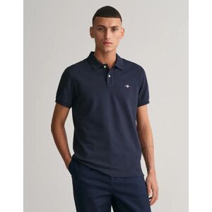 Men's GANT Mens Slim Fit Short Sleeve Shield Logo Pique Polo - 433 Evening Blue - Navy - Size: 40 Men's GANT Mens Slim Fit Short Sleeve Shield Logo Pique Polo - 433 Evening Blue - Navy - Size: 40