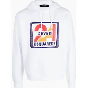 Dsquared2 Seven 24 White Hoodie - Hooded Casual Wear Dsquared2 Seven 24 White Hoodie - Hooded Casual Wear