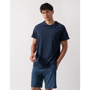 Hugo Boss Men's HUGO LIAM Mens Crew Neck T-Shirt with Logo Tape - Navy - Size: 42 Hugo Boss Men's HUGO LIAM Mens Crew Neck T-Shirt with Logo Tape - Navy - Size: 42