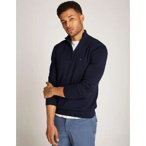 Men's Tommy Hilfiger Essential Cotton 1/4 Zip Mock Mens Sweatshirt - Desert Sky - Blue/Black - Size: 46 Men's Tommy Hilfiger Essential Cotton 1/4 Zip Mock Mens Sweatshirt - Desert Sky - Blue/Black - Size: 46