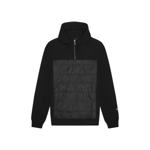 Lyle and Scott Men's Lyle & Scott Hybrid Panelled Interlock Jet Black Hoodie - Size: 38 Lyle and Scott Men's Lyle & Scott Hybrid Panelled Interlock Jet Black Hoodie - Size: 38