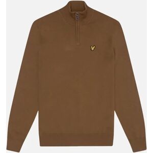 Lyle and Scott Men's Lyle & Scott Plain Branded Cotton Merino Quarter Zip Wild Nettle Jumper - Brown - Size: XXL Lyle and Scott Men's Lyle & Scott Plain Branded Cotton Merino Quarter Zip Wild Nettle Jumper - Brown - Size: XXL