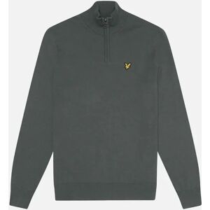 Lyle and Scott Men's Lyle & Scott Plain Branded Cotton Merino Quarter Zip Deep Green Jumper - Black - Size: XL Lyle and Scott Men's Lyle & Scott Plain Branded Cotton Merino Quarter Zip Deep Green Jumper - Black - Size: XL