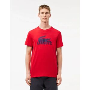 Lacoste Men's Ultra Dry Cotton Sport T-Shirt - Red/Multi - Size: 38 Lacoste Men's Ultra Dry Cotton Sport T-Shirt - Red/Multi - Size: 38