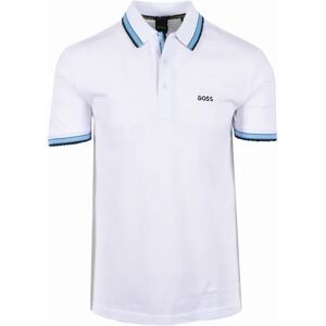 Hugo Boss Men's Boss Green Paddy Polo Open White with Blue - Size: 46 Hugo Boss Men's Boss Green Paddy Polo Open White with Blue - Size: 46
