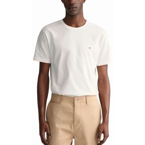 Men's Gant Mens T Shirts Shield Logo Crew Neck - White - Size: 40 Men's Gant Mens T Shirts Shield Logo Crew Neck - White - Size: 40