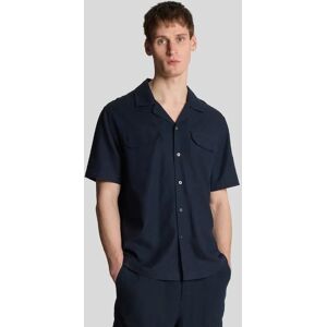 Lyle And Scott Men's Linen Blend Revere Shirt - Navy - Size: 44/Regular Lyle And Scott Men's Linen Blend Revere Shirt - Navy - Size: 44/Regular