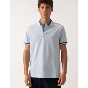 Men's Tommy Hilfiger Contrast Collar Block Regular Fit Mens Polo - Heathered Blue Bros B0802 - Grey - Size: 40 Men's Tommy Hilfiger Contrast Collar Block Regular Fit Mens Polo - Heathered Blue Bros B0802 - Grey - Size: 40
