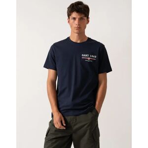 Men's GANT Mens Graphic Short Sleeve T-Shirt - 433 Evening Blue - Navy - Size: 40 Men's GANT Mens Graphic Short Sleeve T-Shirt - 433 Evening Blue - Navy - Size: 40