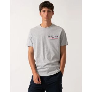 Men's GANT Mens Graphic Short Sleeve T-Shirt - 93 Grey Melange - Size: 40 Men's GANT Mens Graphic Short Sleeve T-Shirt - 93 Grey Melange - Size: 40