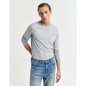 Men's GANT Mens Regular Fit Long Sleeve Shield Logo T-Shirt - 93 Grey Melange - Size: 42 Men's GANT Mens Regular Fit Long Sleeve Shield Logo T-Shirt - 93 Grey Melange - Size: 42